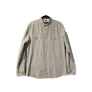 Buffalo David Bitton Shirt Mens Lg ‎ Gray Pearl Snap Button Up Long Sleeve Check